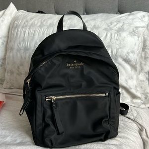Black Kate Spade Nylon backpack with matching wallet